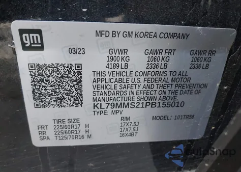 2023 Chevrolet Trailblazer Fwd Ls from USA, damaged, VIN KL79MMS21PB155010